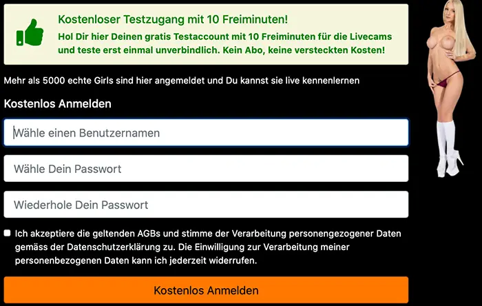 So sieht der kostenlose Anmeldeprozess aus